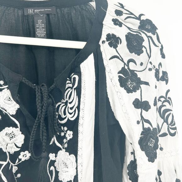 INC International Concepts Womens Boho Peasant Floral Embroidered Blouse Sz XSP‎ - Picture 3 of 8